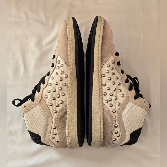 Schutz ST-Mid Rock Sneaker, Women's US Size 8. White/Black/Cream - Picture 4 of 10